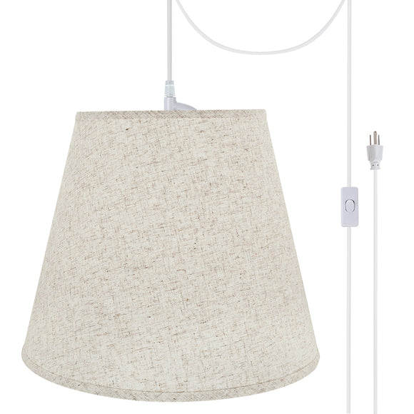 # 72801-21 Two-Light Plug-In Swag Pendant Light Conversion Kit with Transitional Hardback Empire Fabric Lamp Shade, Beige, 18
