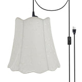 # 74061-21 Two-Light Plug-In Swag Pendant Light Conversion Kit with Transitional Scallop Bell Fabric Lamp Shade, Beige, 16" width