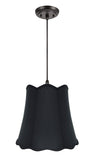 # 74063-11 Two-Light Hanging Pendant Ceiling Light with Transitional Scallop Bell Fabric Lamp Shade, Black, 16" width