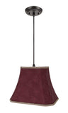 # 74121-11 One-Light Hanging Pendant Ceiling Light with Transitional Cut Corner Bell Fabric Lamp Shade, Red, 14" width