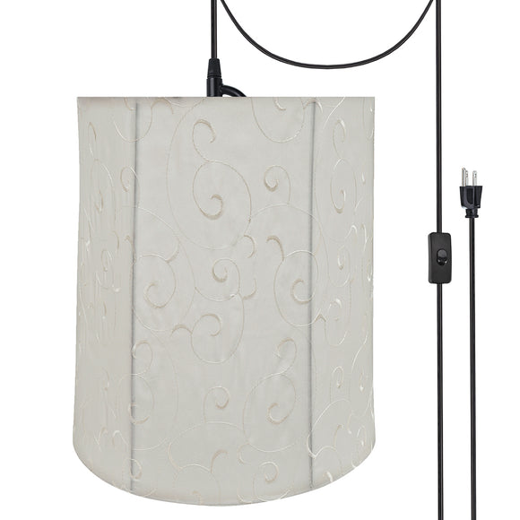 # 75035-21 One-Light Plug-In Swag Pendant Light Conversion Kit with Transitional Empire Fabric Lamp Shade, Beige, 14