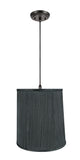 # 75036-11 One-Light Hanging Pendant Ceiling Light with Transitional Empire Fabric Lamp Shade, Grey & Black, 14" width