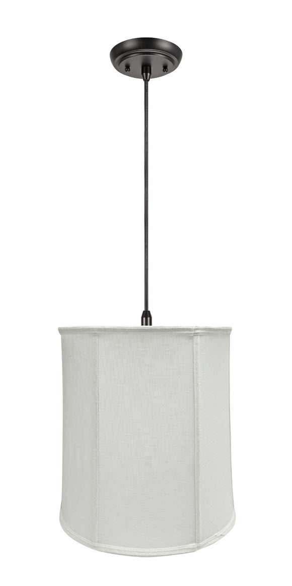 # 75037-11 One-Light Hanging Pendant Ceiling Light with Transitional Empire Fabric Lamp Shade, Off White, 14