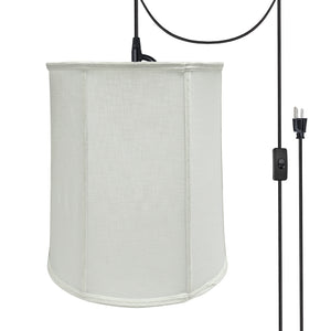 # 75037-21 One-Light Plug-In Swag Pendant Light Conversion Kit with Transitional Empire Fabric Lamp Shade, Off White, 14" width