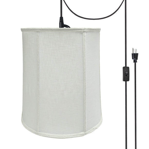 # 75037-21 One-Light Plug-In Swag Pendant Light Conversion Kit with Transitional Empire Fabric Lamp Shade, Off White, 14
