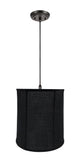 # 75038-11 One-Light Hanging Pendant Ceiling Light with Transitional Empire Fabric Lamp Shade, Black, 14" width
