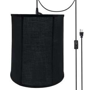 # 75038-21 One-Light Plug-In Swag Pendant Light Conversion Kit with Transitional Empire Fabric Lamp Shade, Black, 14" width