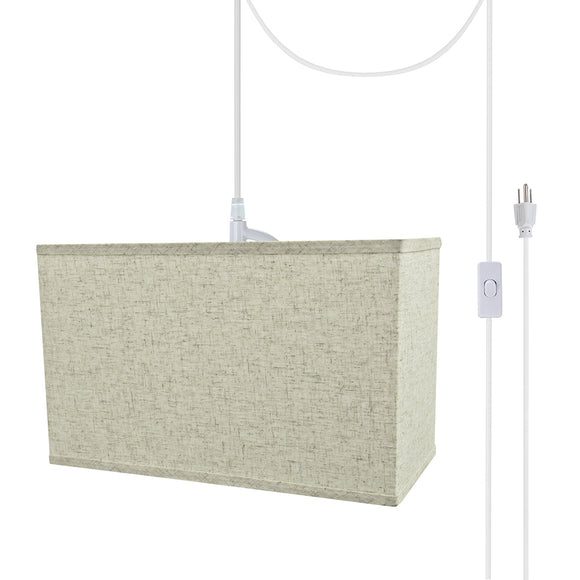 # 76006-21 One-Light Plug-In Swag Pendant Light Conversion Kit with Transitional Hardback Rectangle Fabric Lamp Shade, Beige, 16