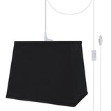 # 76041-21 One-Light Plug-In Swag Pendant Light Conversion Kit with Transitional Hardback Rectangle Fabric Lamp Shade, Black, 12" width