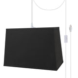 # 76061-21 One-Light Plug-In Swag Pendant Light Conversion Kit with Transitional Hardback Rectangle Fabric Lamp Shade, Black, 16" width