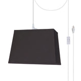 # 76081-21 One-Light Plug-In Swag Pendant Light Conversion Kit with Transitional Hardback Rectangle Fabric Lamp Shade, Black, 14" width