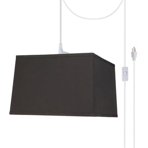 # 76101-21 One-Light Plug-In Swag Pendant Light Conversion Kit with Transitional Hardback Square Fabric Lamp Shade, Black, 14" width