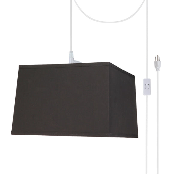 # 76101-21 One-Light Plug-In Swag Pendant Light Conversion Kit with Transitional Hardback Square Fabric Lamp Shade, Black, 14