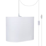# 77001-21 One-Light Plug-In Swag Pendant Light Conversion Kit with Transitional Hardback Oval Fabric Lamp Shade, Off White, 13-1/2" width