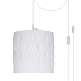 # 79200-21 One-Light Plug-In Swag Pendant Light Conversion Kit with Transitional Drum Laser Cut Fabric Lamp Shade, Off White, 8" width