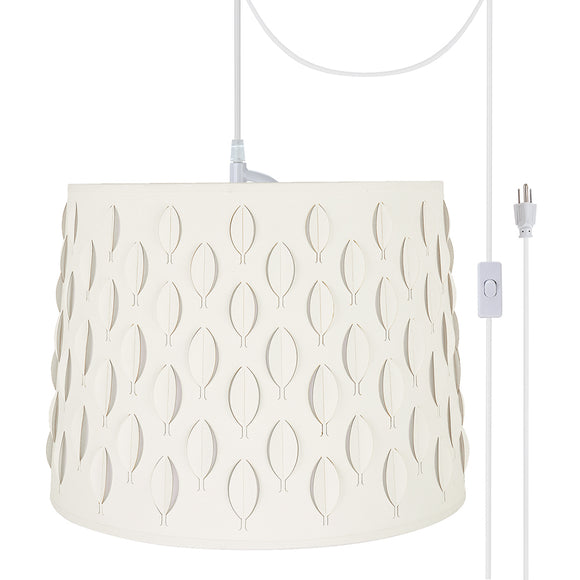 # 79301-21 Two-Light Plug-In Swag Pendant Light Conversion Kit with Transitional Empire Laser Cut Fabric Lamp Shade, Off White, 16