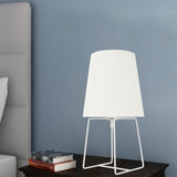 # 40172-11, 13" High Transitional Metal Accent Table Lamp, White Painted Finish and Empire Shaped Lamp Shade in White, 7" Wide