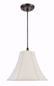 # 70031  One-Light Hanging Pendant Ceiling Light with a Transitional Bell Fabric Lamp Shade in Ivory Cotton Fabric, 16" Wide