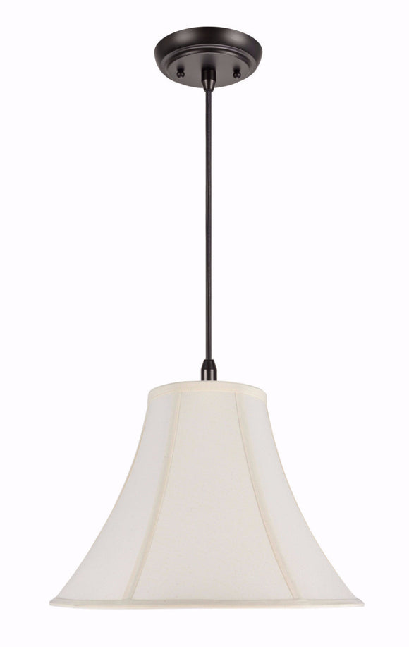 # 70031  One-Light Hanging Pendant Ceiling Light with a Transitional Bell Fabric Lamp Shade in Ivory Cotton Fabric, 16