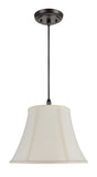 # 70032 One-Light Hanging Pendant Ceiling Light with Transitional Bell Fabric Lamp Shade in Ivory Cotton Fabric, 13" Wide