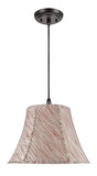 # 70044  One-Light Hanging Pendant Ceiling Light with Transitional Bell Fabric Lamp Shade, Off White with Red Stripes, 13" W