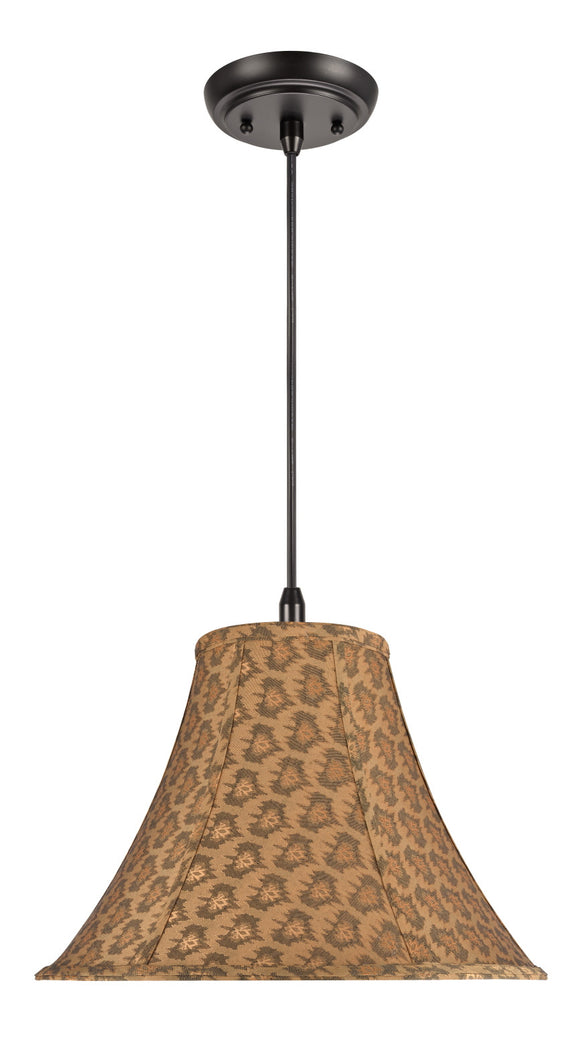 # 70047 One-Light Hanging Pendant Ceiling Light with Transitional Bell Fabric Lamp Shade, Pumpkin Gold with Accents, 16