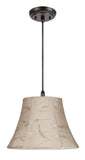 # 70092 One-Light Hanging Pendant Ceiling Light with Transitional Bell Fabric Lamp Shade, Oatmeal with Wheat Design, 13" W