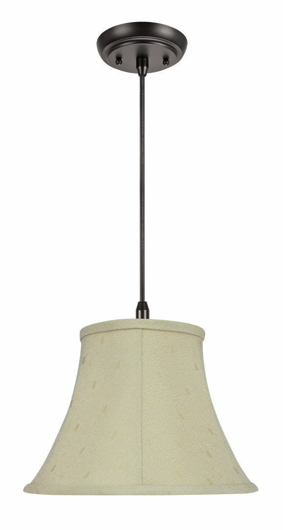 # 70100-11 One-Light Hanging Pendant Ceiling Light with Transitional Bell Fabric Lamp Shade, Camel, 13