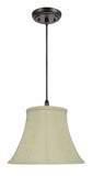 # 70100-11 One-Light Hanging Pendant Ceiling Light with Transitional Bell Fabric Lamp Shade, Camel, 13" width