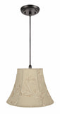 # 70219-11 One-Light Hanging Pendant Ceiling Light with Transitional Bell Fabric Lamp Shade, Apricot, 13" width