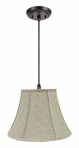 # 70222-11 One-Light Hanging Pendant Ceiling Light with Transitional Bell Fabric Lamp Shade, Off White, 13" width