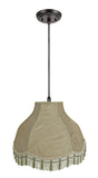 # 70301-11 One-Light Hanging Pendant Ceiling Light with Transitional Scallop Bell Fabric Lamp Shade, Off White, 17" width