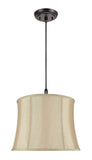 # 70021 Two-Light Hanging Pendant Ceiling Light with Transitional Bell Fabric Lamp Shade, in Faux Silk Gold Taupe, 16" W