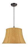 # 70025 Two-Light Hanging Pendant Ceiling Light with Transitional Bell Fabric Lamp Shade, Pumpkin Gold - Leaf Design, 19" W
