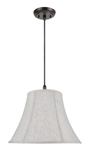 # 70026 Two-Light Hanging Pendant Ceiling Light with a Transitional Bell Shaped Fabric Lamp Shade in Linen White, 18" Wide
