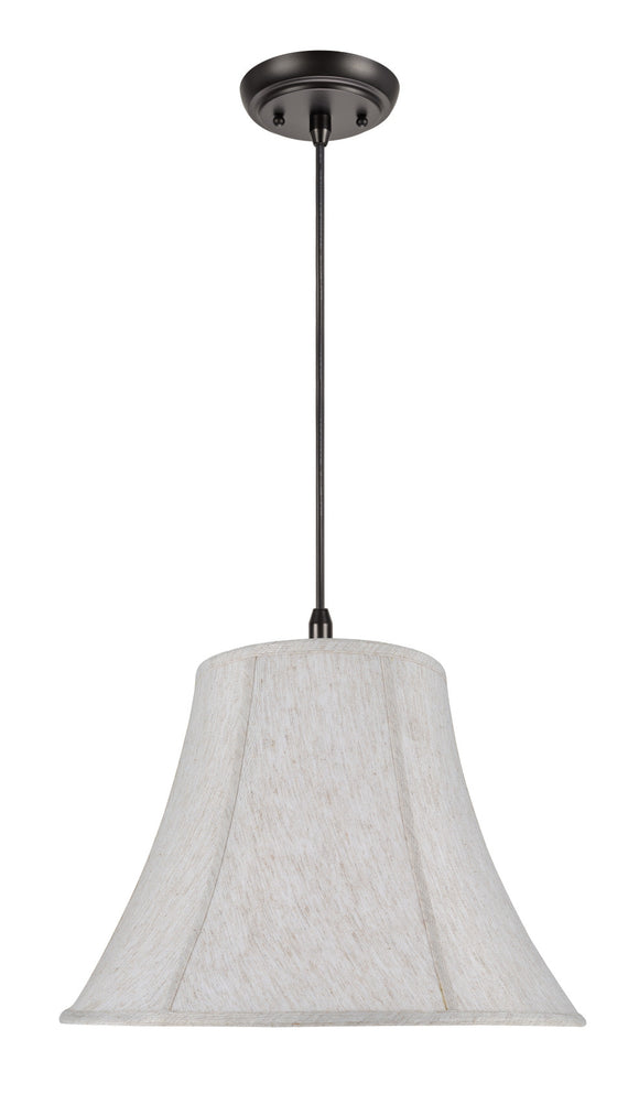 # 70026 Two-Light Hanging Pendant Ceiling Light with a Transitional Bell Shaped Fabric Lamp Shade in Linen White, 18