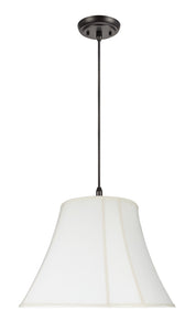 # 70029 Two-Light Hanging Pendant Ceiling Light with Transitional Bell Curve Corner Fabric Lamp Shade, Off White, 18" W