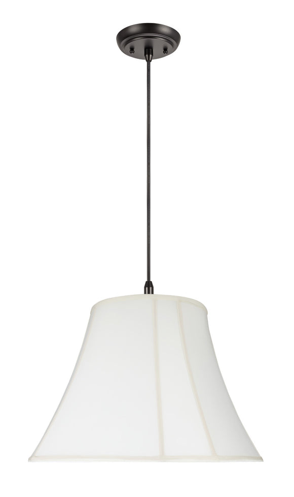 # 70029 Two-Light Hanging Pendant Ceiling Light with Transitional Bell Curve Corner Fabric Lamp Shade, Off White, 18