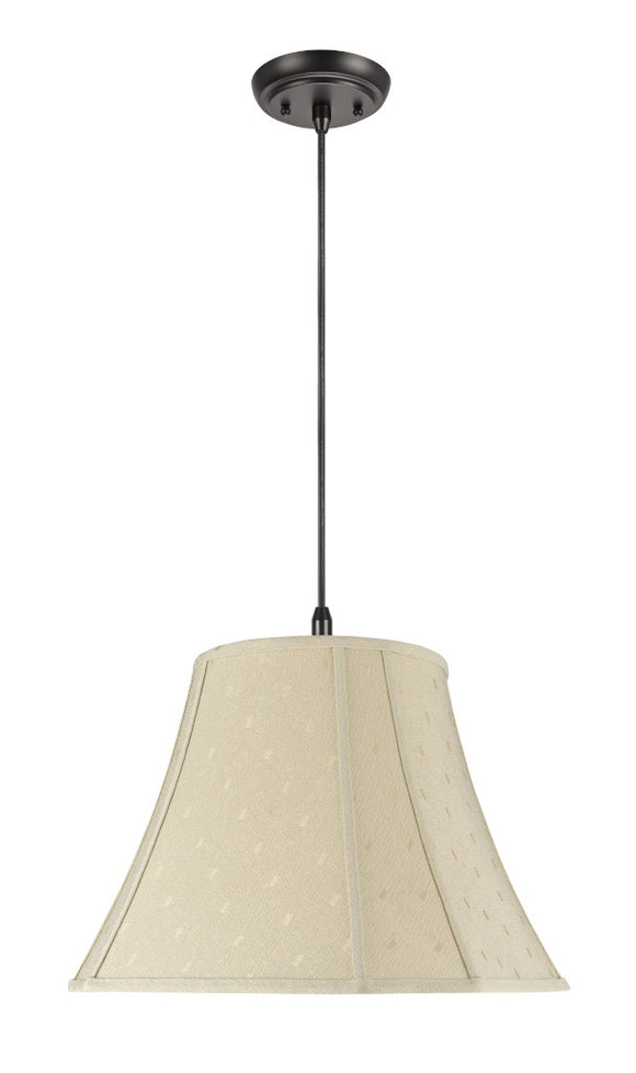 # 70030  Two-Light Hanging Pendant Ceiling Light with Transitional Bell Curve Corner Fabric Lamp Shade, Butter Creme, 18
