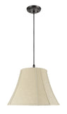 # 70030  Two-Light Hanging Pendant Ceiling Light with Transitional Bell Curve Corner Fabric Lamp Shade, Butter Creme, 18" W