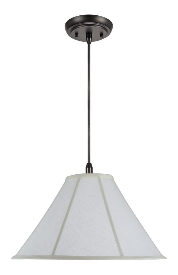 # 70042  Two-Light Hanging Pendant Ceiling Light with Transitional Bell Fabric Lamp Shade in Off White Linen, 18