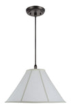 # 70042  Two-Light Hanging Pendant Ceiling Light with Transitional Bell Fabric Lamp Shade in Off White Linen, 18" Wide
