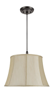 # 70121 Two-Light Hanging Pendant Ceiling Light with a Transitional Bell Fabric Lamp Shade, Beige Faux Silk Fabric, 18" W