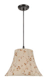 # 70141 Two-Light Hanging Pendant Ceiling Light with Transitional Bell Fabric Lamp Shade, Apricot Floral Design, 18" W