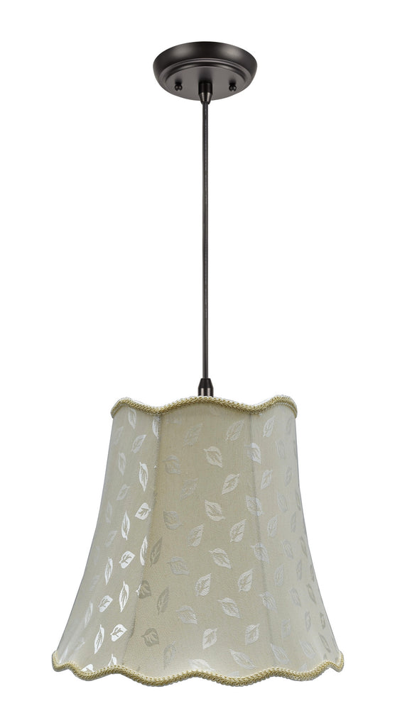 # 74003 Two-Light Hanging Pendant Ceiling Light with Transitional Scallop Bell Fabric Lamp Shade, Butter Creme - Design, 16