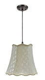 # 74003 Two-Light Hanging Pendant Ceiling Light with Transitional Scallop Bell Fabric Lamp Shade, Butter Creme - Design, 16" W