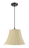 # 74016 Two-Light Hanging Pendant Ceiling Light with Transitional Scallop Bell Fabric Lamp Shade, in a Beige Sateen, 16" W