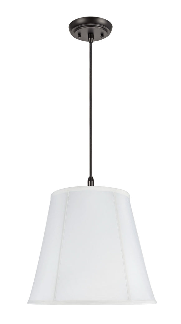 # 75002 Two-Light Hanging Pendant Ceiling Light with Transitional Hexagon Bell Fabric Lamp Shade, Off White Cotton, 16