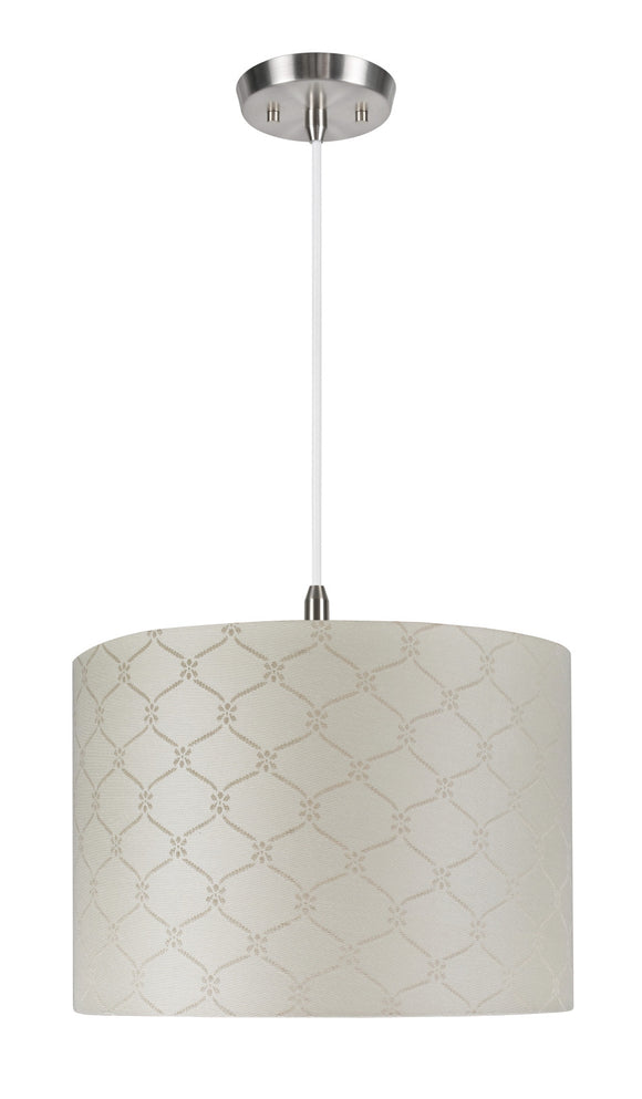 # 71021 Two-Light Hanging Pendant Ceiling Light with Transitional Hardback Drum Fabric Lamp Shade, Textured Beige, 16