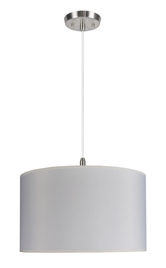 # 71007 Two-Light Hanging Pendant Ceiling Light with Transitional Hardback Drum Fabric Lamp Shade in Off White, 17